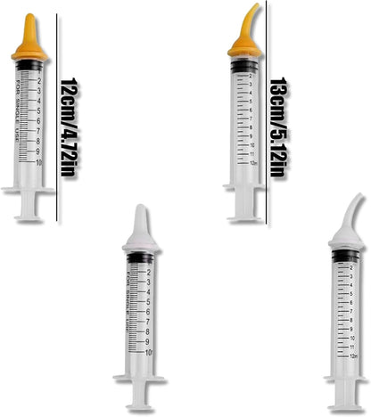 Pet Feeding Syringe with Nipple, Silicone Feeding Tools for Kitten Puppy Feeding Syringe for Newborn Cat Dog Small Animals Rabbits (10ml+12ml)