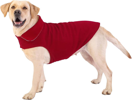 Fleece Dog Coat Pet Jacket Reflective for Cold Weather for Extra Large to Small Pets(Red,XS)
