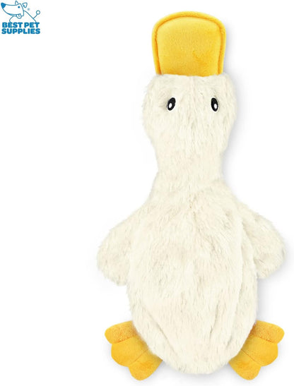 Best Pet Supplies Interactive Squeaky Dog Chew Toy, Ideal Dog Toys for Chewers, Small, Medium & Large Dogs, and Fetch Lovers - Crinkle Duck (White), Large