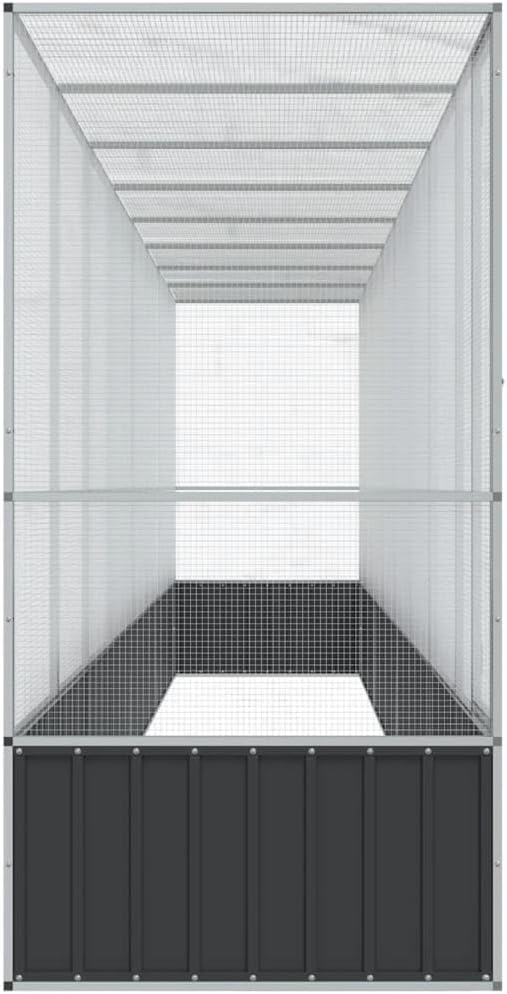 Galvanized Steel Large Flight King Bird Cage with Extension, Steel Outdoor Aviary, Outdoor Indoor Large Bird Cage Aviary Pet House for Cockatiels African Parakeets, 328.5"x42.1"x83.5",-307
