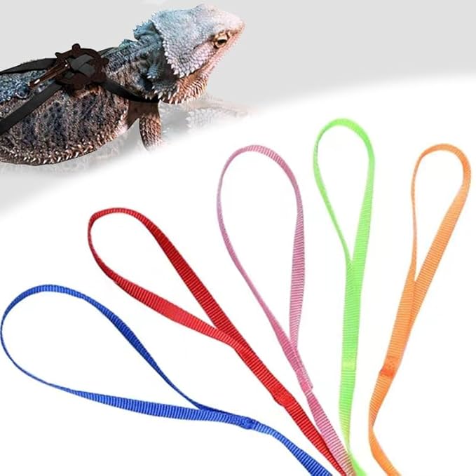 Adjustable 4.72inch Reptile Lizard Harness Leash,Turtle Lizard Pet Traction Belt Bearded Dragon Accessories Soft Small Pet Animal Harness Rope Outdoor Used (Green)