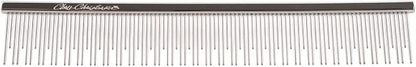 Chris Christensen 6in Cat/Carding Dual Tooth Butter Comb, Groom Like a Professional, Rounded Corners Prevent Friction and Breakage, Solid Brass Spin with Steel Teeth, Chrome Finish
