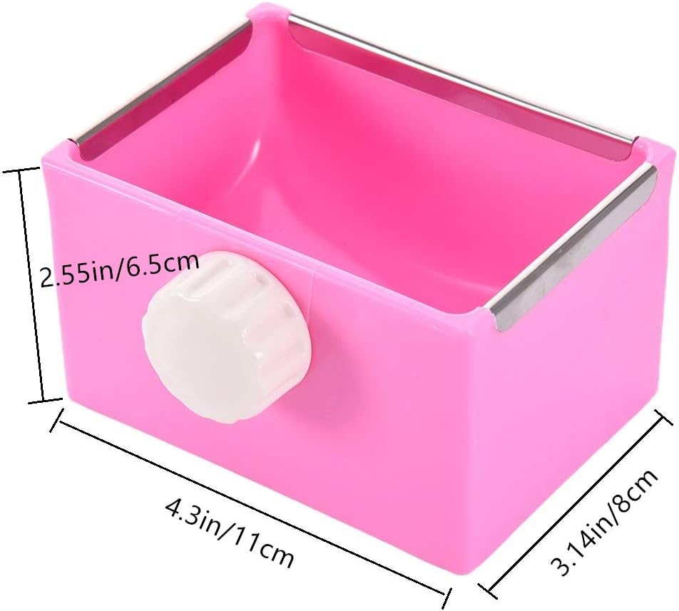 Hypeety Hamster Food Bowl Small Pet Feeder Food Water Bowl Fixable Plastic Hamster Food and Water Bowl Dispenser Durable Cage Bowl Feeder for Hamster Guinea Pig Rabbit Small Animals(Pink)