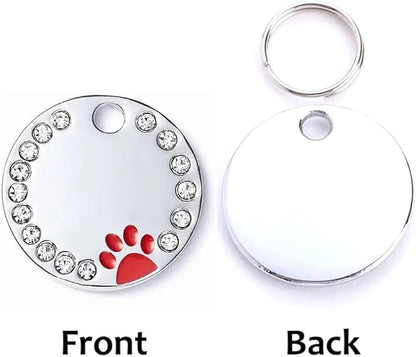 Personalized Dog/Cat Cute Paw Pet ID Tag with Unique Laser Engraving Name and Phone Number for Pet Collar or Key Chain (Red)