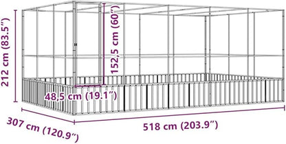 Galvanized Steel Large Flight King Bird Cage with Extension, Steel Outdoor Aviary, Outdoor Indoor Large Bird Cage Aviary Pet House for Cockatiels African Parakeets, 203.9"x120.9"x83.5",-315