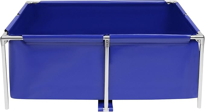 Canvas Fish Pond Foldable Above Ground Fish Aquarium Ornamental Swimming Pool Water Storage Tank Fish Water Tank with Drain Valve Koi Goldfish Tank Breeding Indoor Outdoors