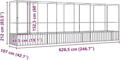 Galvanized Steel Large Flight King Bird Cage with Extension, Steel Outdoor Aviary, Outdoor Indoor Large Bird Cage Aviary Pet House for Cockatiels African Parakeets, 246.7"x42.1"x83.5",-306