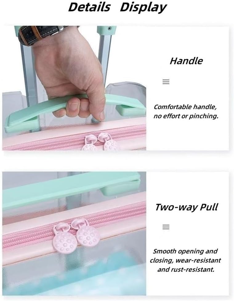 Rolling Pet Trolley Case, Portable Hard Shell Pet Carrier, Clear Plastic Cat Travel Box, Suitable for Cats and Dogs(Pink,9.8 * 11.0 * 15.4in)