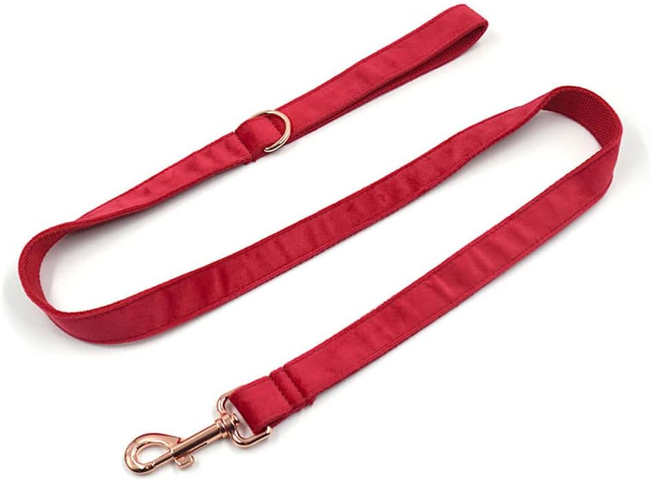 PETDURO Custom Dog Collar Personalized with Name Engraved Rose Gold Metal Buckle for Large Medium Small Girl Dogs - Dog Leash and Bow Tie Available - Soft Comfy Velvet (Christmas Red RG, XS)