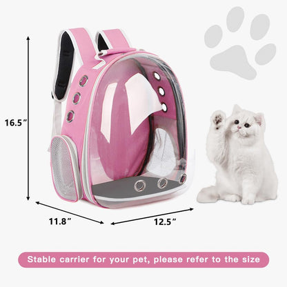 Pet Backpack Carrier with Harness Backpack with Bubble Clear Front for Cats, Small Dogs, Bunnies etc with Harness Included, Pet Carrier for Traveling, Walking, Hiking and Outdoor Activities