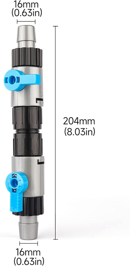 LANDEN Double Tab Connector for Aquarium, Canister Filter Hose Connector, Fish Tank Water Flow Control, Quick Release Valve-16/16X2pcs