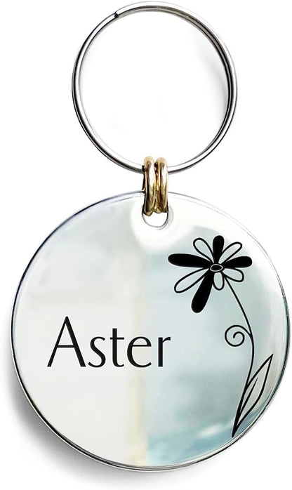 Cats Dogs ID Tags Personalized Engraving Birth Flowers Pattern for Custom Pets Collar Accessories 316L Stainless Steel Large Round Name Plate