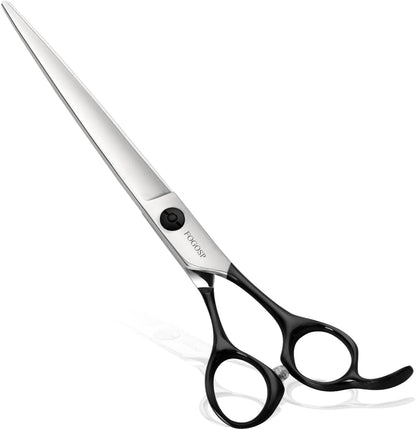 Professional Dog Grooming Scissors Straight 7.5" Pet Grooming Shears for Cutting Small Dogs Cat Thick Hair Japan 440C Stainless Steel Right Handed(7.5in Straight,Black)