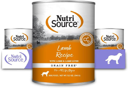 NutriSource Grain Free Lamb Recipe Dog Food, Premium Wet Dog Food, 12.3 Ounce (Pack of 12)