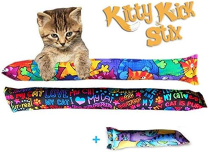 Kitty Kick Stix 15" Original Catnip Kicker Toy (Set of 2), Handmade in USA by Cat Lovers, Interactive Natural Cat & Kitten Toy, Packed with 100% Potent Catnip for All Breeds (15" +6" Combo)