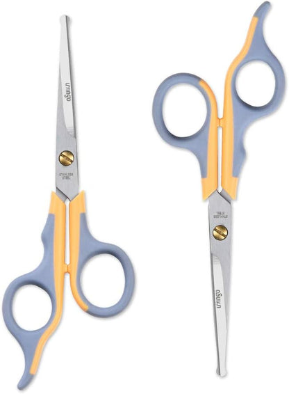 LIVINGO Professional Pet Grooming Scissors for Cats & Dogs, Titanium Coated Safe Rounded Tip and Micro Serrated Trimming Shears for Animal Face, Nose, Ear and Paw Hair, 2 Pack 6.5 inch