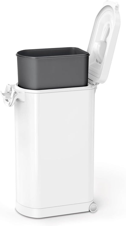 simplehuman 35 Liter, 40 lb / 18.1 kg X-Large Pet Food Storage Container for Dog Food, Cat Food, and Bird Feed, White