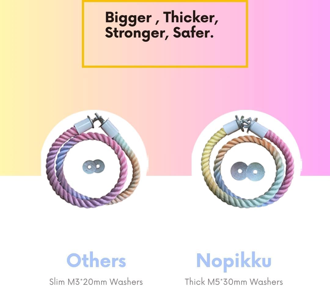 3pcs Nopikku Gradient Bendable Bird Rope Perches Climbing Rope Toys Fun Bird Cage Accessories for Parakeet Lovebirds Cockatiels Budgies Play (2 Long + 1 Short)