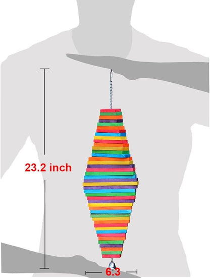 Bird Chewing Toy Large Medium Parrot Cage Bite Toys African Grey Macaws Cockatoos Eclectus Amazon (Rainbow-23.2inch)