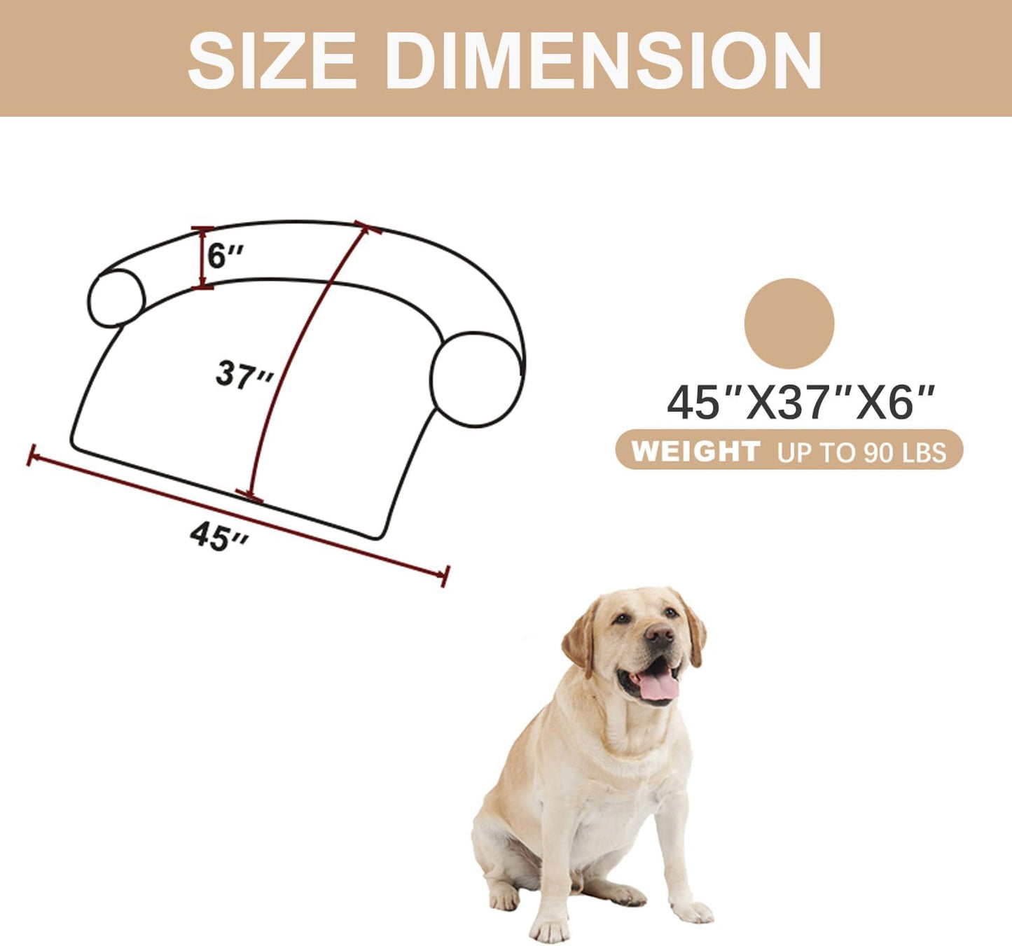 Tinaco Luxurious Calming Dogs/Cats Bed Mats, Dog Pad Washable Removable Couch Cover, Plush Long Fur Mat for Pets, Waterproof Lining, Perfect for Small, Medium and Large Dogs and Cats (Beige, 45"x37")