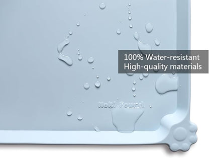 Hoki Found Silicone Pet Food Mats - Non Slip Bowl Placemats for Dogs & Cats - Waterproof, Suitable for Carpet - Frost