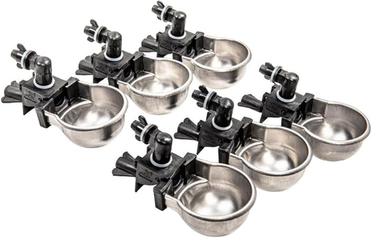 RAC Paws by RentACoop DIY Auto-Fill Metal Cups Waterer Kit - Great for Small Animals, Pets, Bunnies, Ferret, Chickens, Hamsters, Guinea Pigs, Rabbits, Chinchillas, Mice, Rats - 6 Pack