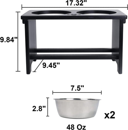 HTB Elevated Dog Bowls,Raised Dog Bowl Stand with 2 Stainless Steel Bowls,Elevated Raised Dog Bowls for Large Medium Small Sized Dogs