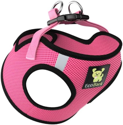 EcoBark Step in Dog Harness - Eco-Friendly Small & Medium Breed Dog Harnesses - Reflective and Adjustable Mini Body Halter Vest - Soft Mesh Toy Breed Harness (Bubblegum Pink, Medium)