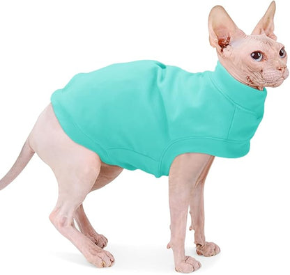 Soft Fleece Dog & Cat Sweatshirt - Warm Pet Sweaters for Small to Medium Dogs & Cats - Easy On Stretchy Hoodie - Comfortable Winter Clothes for Cold Weather