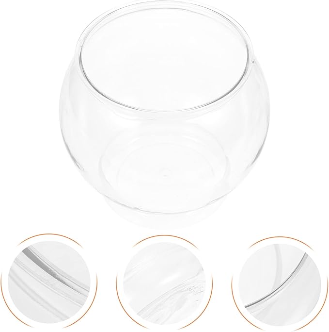 Balacoo Fish Bowl Plastic Transparent Round Fish Tank Desktop Small Aquarium Clear Bubble Bowl Goldfish Turtle Tank Hydroponic Planter Container