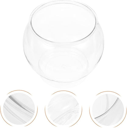 Balacoo Fish Bowl Plastic Transparent Round Fish Tank Desktop Small Aquarium Clear Bubble Bowl Goldfish Turtle Tank Hydroponic Planter Container