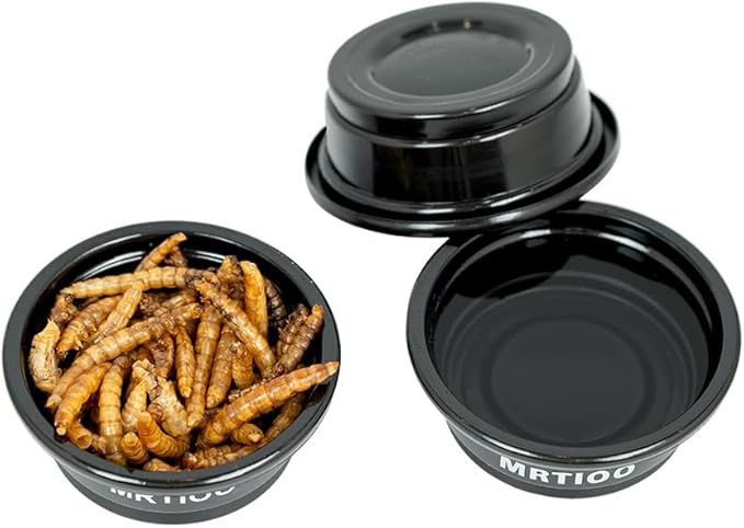 100 pcs 0.5oz Crested Gecko Food and Water Feeding Cups, Reptile Feeder Bowls, for Lizard and Other Small Pet Ledge Accessories Supplies - Black