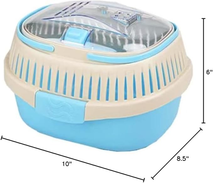 KAMEIOU Sky Blue Travel Small Animal Hamster Hedgehog Guinea Pig Cage Carrier for Hamster Hedgehog Ferret Guinea Pig Carrier Travel Cage with Handle Breathable Small Animal Guinea Pig Car Cage Carrier