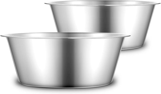URBUDDIES 1.1 Gallon Extra Large Dog Bowls, 2 Pack, XL Stainless Steel Dog Water Bowls for XLarge Dogs, Polished, Dishwasher Safe, Easy to Clean