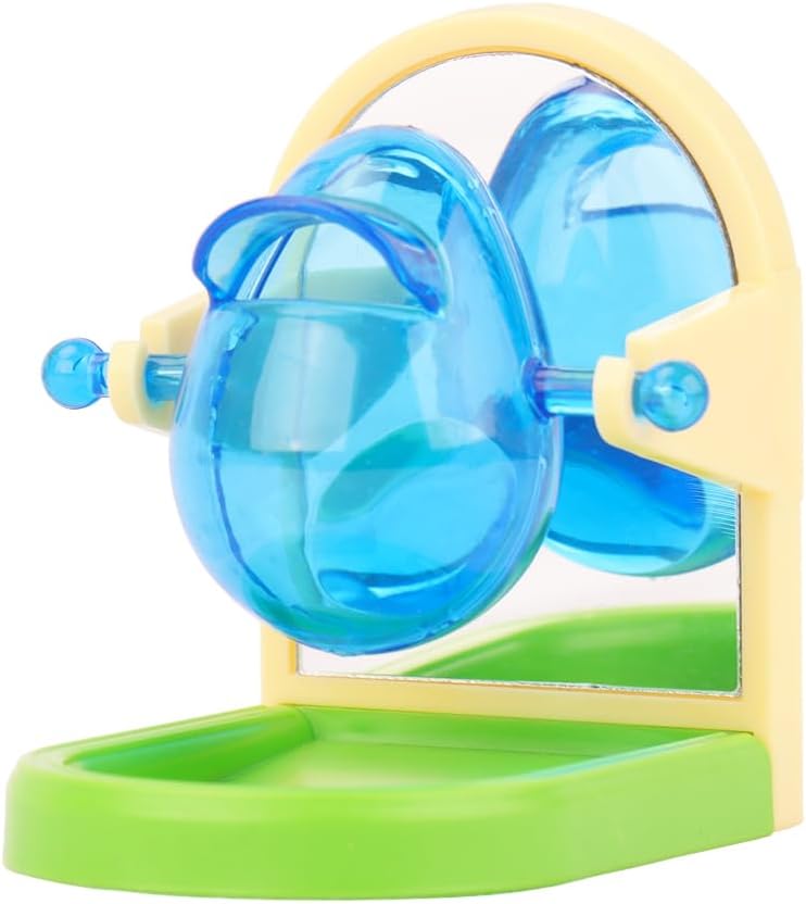 Small Pet Intelligence Growth Rotating Foraging Toy with Mirror for Birds,Budgies,Parakeets, Rats & Hamsters Chew-Proof Cage Feeder Slow Release & Self-Discovery Fun(1pc Random Color)