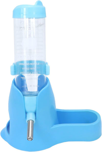 3 in 1 Hamster Hanging Water Bottle Pet Auto Dispenser with Base for Dwarf Hamster Mouse Rat Hedgehog (125ML, Blue)