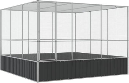 Galvanized Steel Large Flight King Bird Cage, Steel Outdoor Aviary, Outdoor Indoor Large Bird Cage Aviary Pet House for Cockatiels African Parakeets, 122.4"x120.9"x83.5",-303