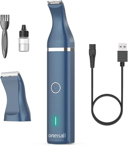 oneisall Dog Clippers with Double Blades,Cordless Small Pet Hair Grooming Trimmer,Low Noise for Trimming Dog's Hair Around Paws, Eyes, Ears, Face, Rump (Teal)