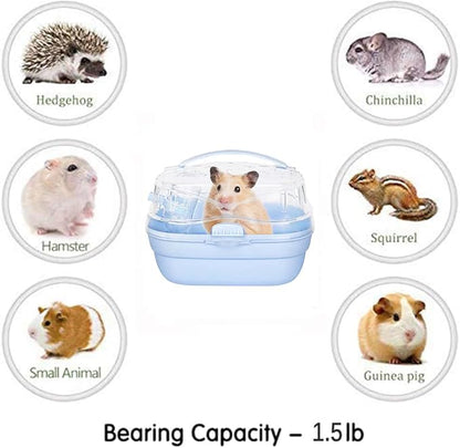 KAMEIOU Sky Blue Travel Small Animals Hamster Hedgehog Guinea Pig Carrier Cage for Hamsters Hedgehogs Guinea Pig Carrier Travel Cage with Handle Breathable Small Animal Guinea Pig Car Cage Carrier