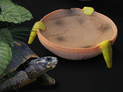 Food/Water Dish for Reptiles, Amphibians and Other Little Critters Water/Food Bowl, Made from Premium Resin (Orange-Brown Bowl)