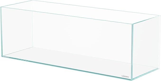 LANDEN 60L 5.8 Gal Rimless Low Iron Aquarium Long Fish Tank,Bookshelf Aquarium,W23.6×D7.87×H7.87 in(60x20x20cm) 5mm Thickness with Black Nano Foam Leveling mat Included