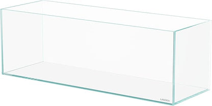 LANDEN 60L 5.8 Gal Rimless Low Iron Aquarium Long Fish Tank,Bookshelf Aquarium,W23.6×D7.87×H7.87 in(60x20x20cm) 5mm Thickness with Black Nano Foam Leveling mat Included
