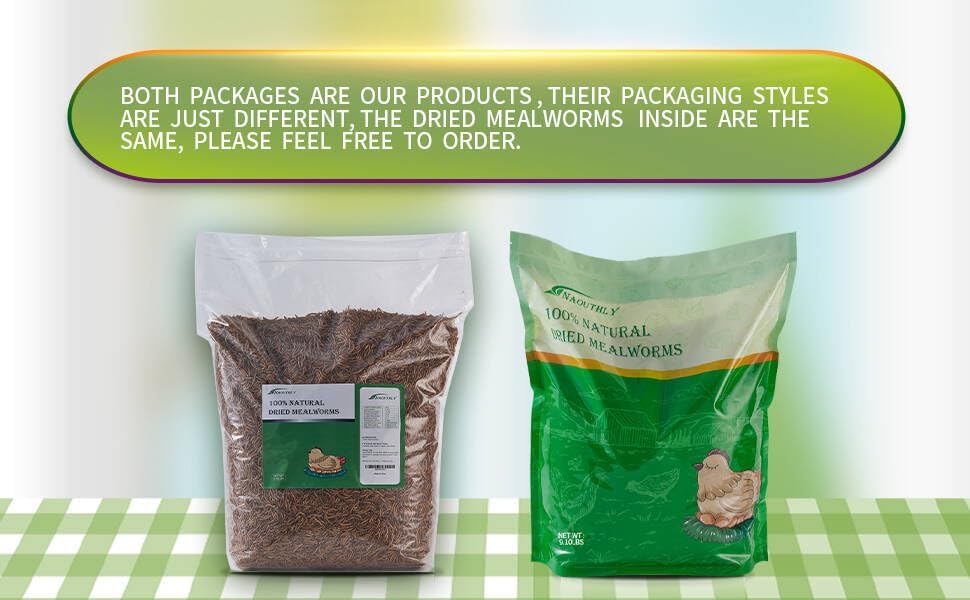 Bulk Dried Mealworms 10Lb Bag -Premium Non-GMO Dried Mealworms for Chicken, Nutritious High Protein - 100% Natural for Laying Hens, Birds, Ducks, Chicken Feed