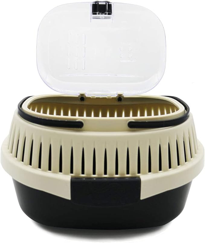 Black Travel Small Animals Hamster Hedgehog Guinea Pig Cage Carrier for Hamsters Hedgehogs Ferret Bird Parrot Guinea Pig Travel Carrier Cage with Handle Breathable Small Animal Guinea Pig Cage Carrier