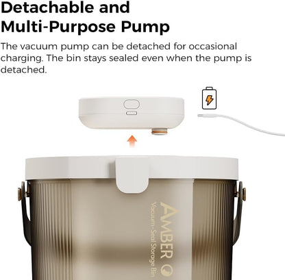 VOOCOO Automatic Dog & Cat Food Container - 16.5lbs Vacuum Sealed Storage Bin, 30-Day Freshness, Translucent Lock Lid & Quick Open, Includes Bags