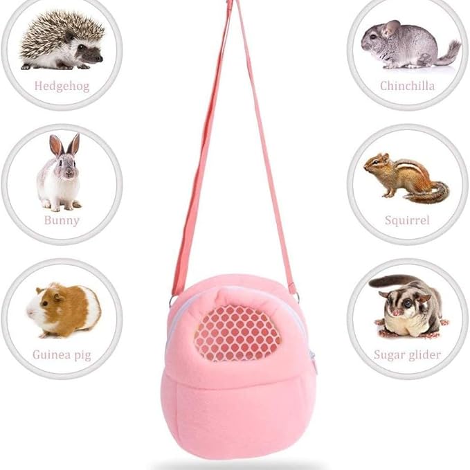 Pet Carrier Backpack for Small Animals, Travel Handbag for Cat, Puppy, Guinea Pig, Hedgehog, Hamster (Pink, S)