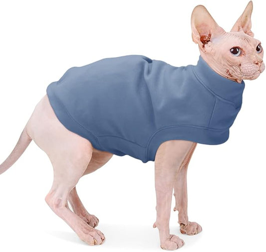 Dociote Soft Fleece Dog Sweatshirt - Warm Pet Sweaters for Small/Medium Dogs & Cats - Comfortable Winter Clothes (Grey-Blue, Medium)