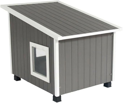 New Age Pet ECOFLEX XL Outdoor Cat House - Durable, Moisture-Resistant Wood Plastic Composite, Dual Entry, Easy Assembly, Elevated Floor for Ventilation, Compatible with Heated Pad, 10-Year Warranty