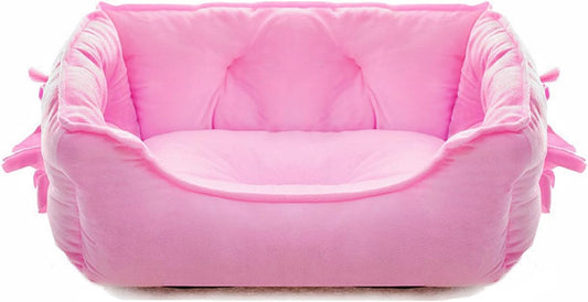 pawstrip Cute Princess Dog Bed Pink Puppy Bed for Small Dogs Breathable Cat Couch Bowknot Pet Cushion Comfortable Kitten Nest Girl Doggy Sofa, Waterproof Bottom (Pink)