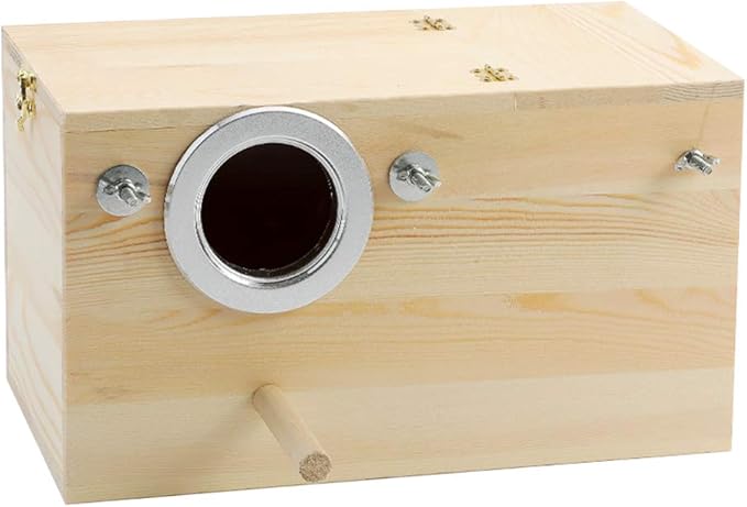 Pine Wood Parakeet Nest Box Bird House Budgie Breeding Mating Box for Lovebirds Cockatiel Parrotlets (XL)